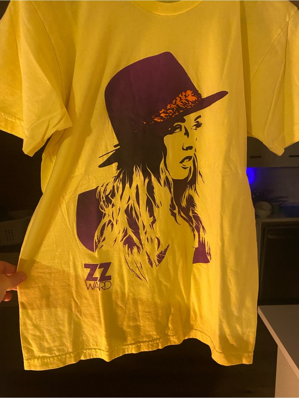 ZZ Ward 2017 concert tee American Apparel Yellow Tee with Purple Graphic